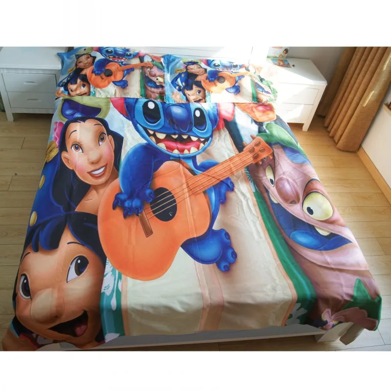 Комплект постельного белья Cartoo Lilo and Stitch 3 шт. Одноместный двойной полный королева