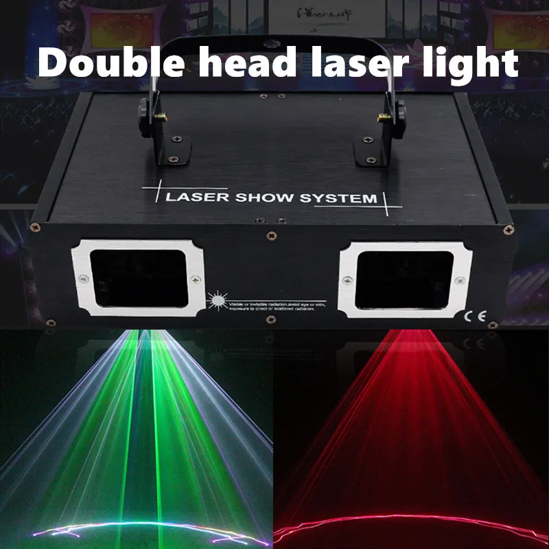 Hot sales 2 Lens Red Green Blue RGB Beam Laser Light DMX 512 Professional DJ Party Show Club Holiday Home Bar Stage Lighting