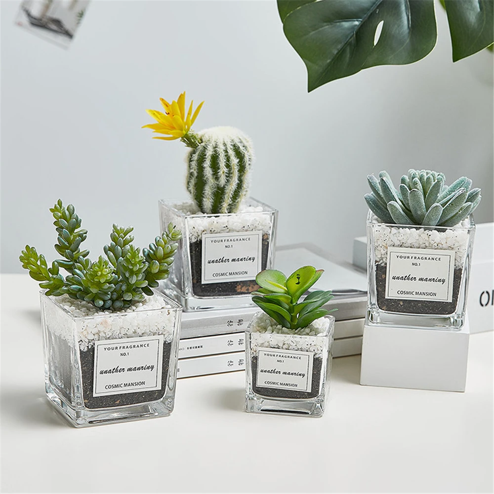 B LIFE небольшие искусственные растения в Стекло горшки искусственная горшках