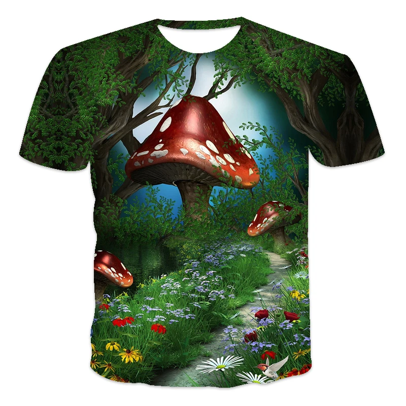 

Summer New Oversized Loose Men's T-shirt Clothes Short Sleeve Dream Series Printed O-Neck