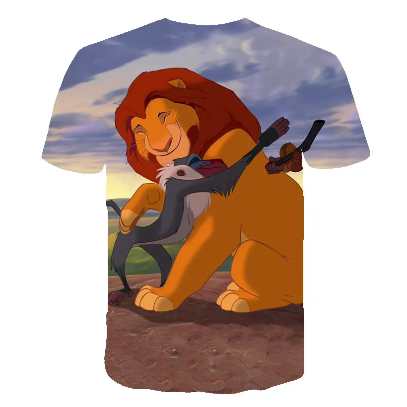 

2020 Summer Cute and Funny Children's Clothing T-shirt 3D Cartoon Anime Lion King Boy Girl T shirt O-Neck All-match Casual Tops