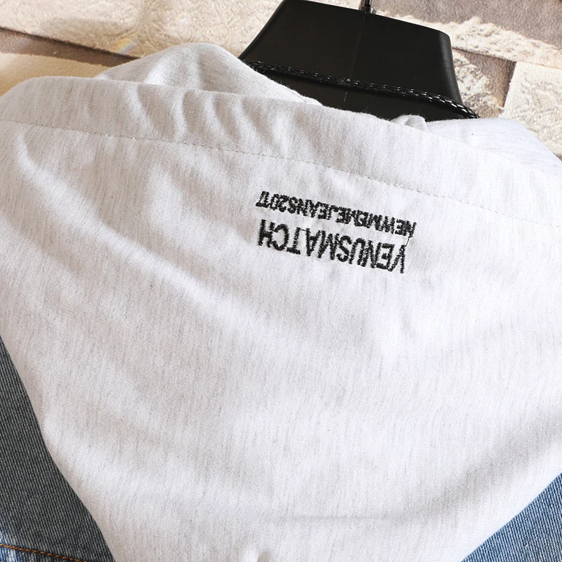 Осенняя мужская новая джинсовая куртка в японском стиле с вышивкой и капюшоном