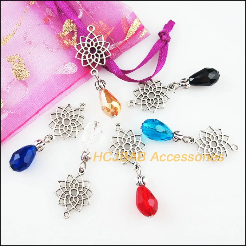 Модные 12 Новые Подвески с цветком лотоса Тибетский серебристый цвет смешанные