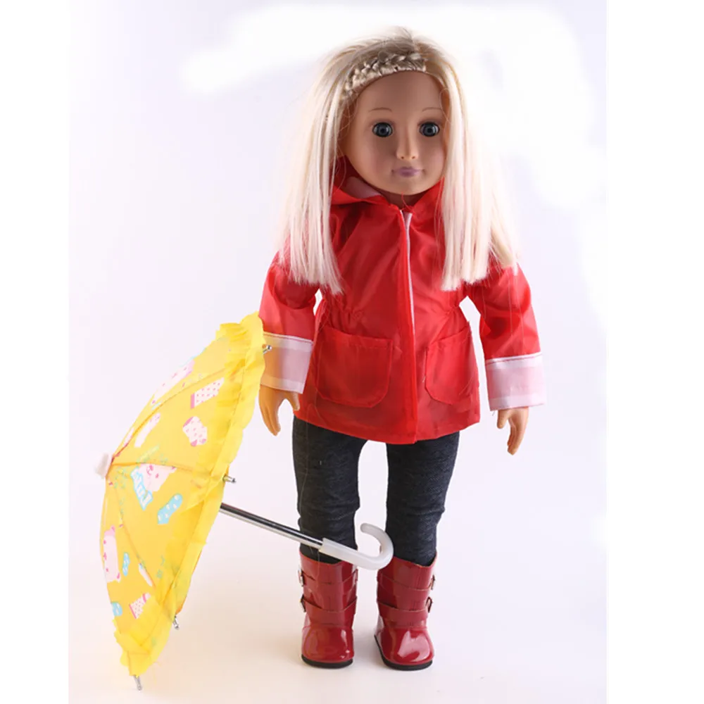 Кукла дождевик снаряжение желтая зеленая утка автоматический зонт подходит для