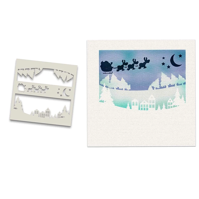 

Scenic Christmas New 2021 Scrapbook Paper Diary Decoration Embossing Template Craft Supplies Greeting Card Handmadedmade