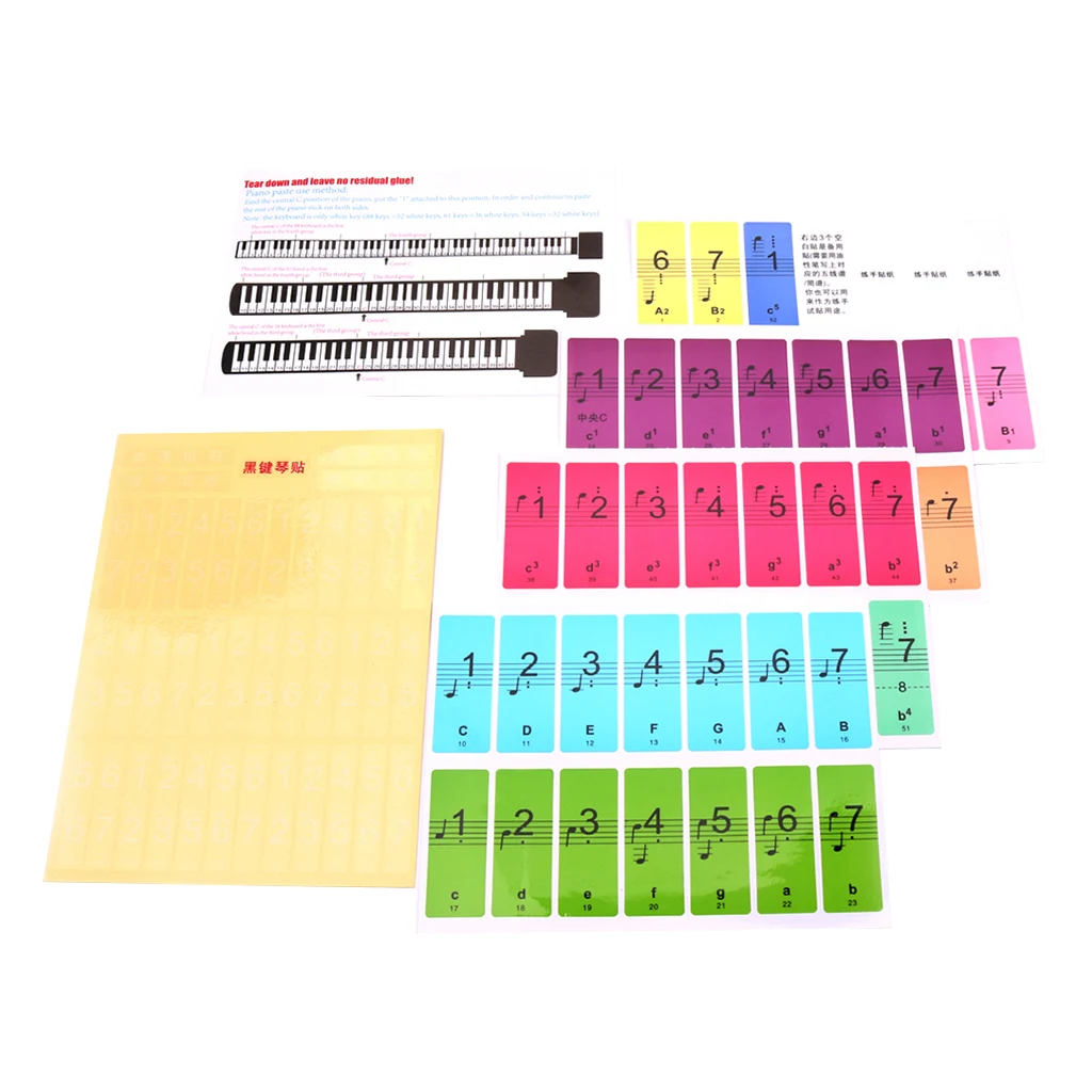 

PIANO KEY STICKERS FOR EASY LEARNING PRACTICE BEGINNER REMOVABLE MUSIC NOTES