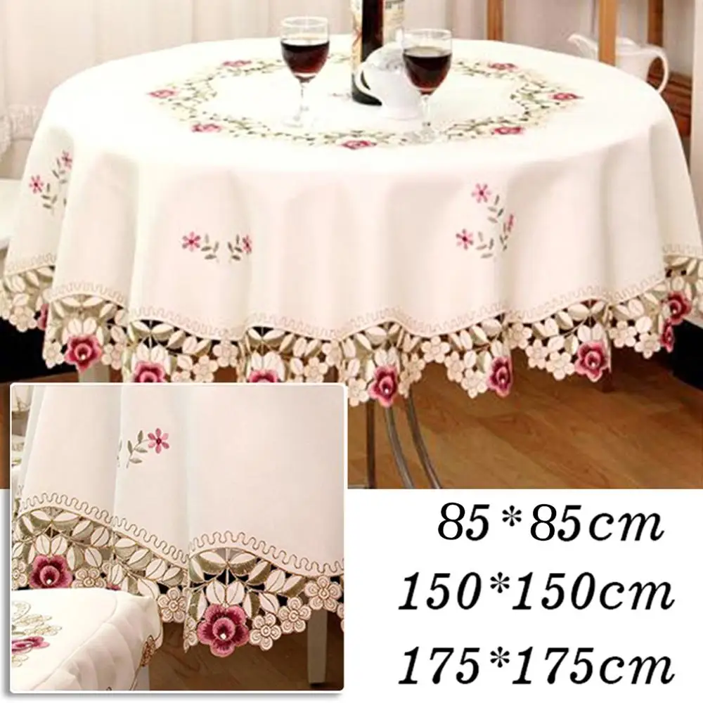 

Rose Round Tablecloth Beige Embroidered Tablecloths Anti-fouling Appointments Weddings Home Kitchen Supplies Table Decoration
