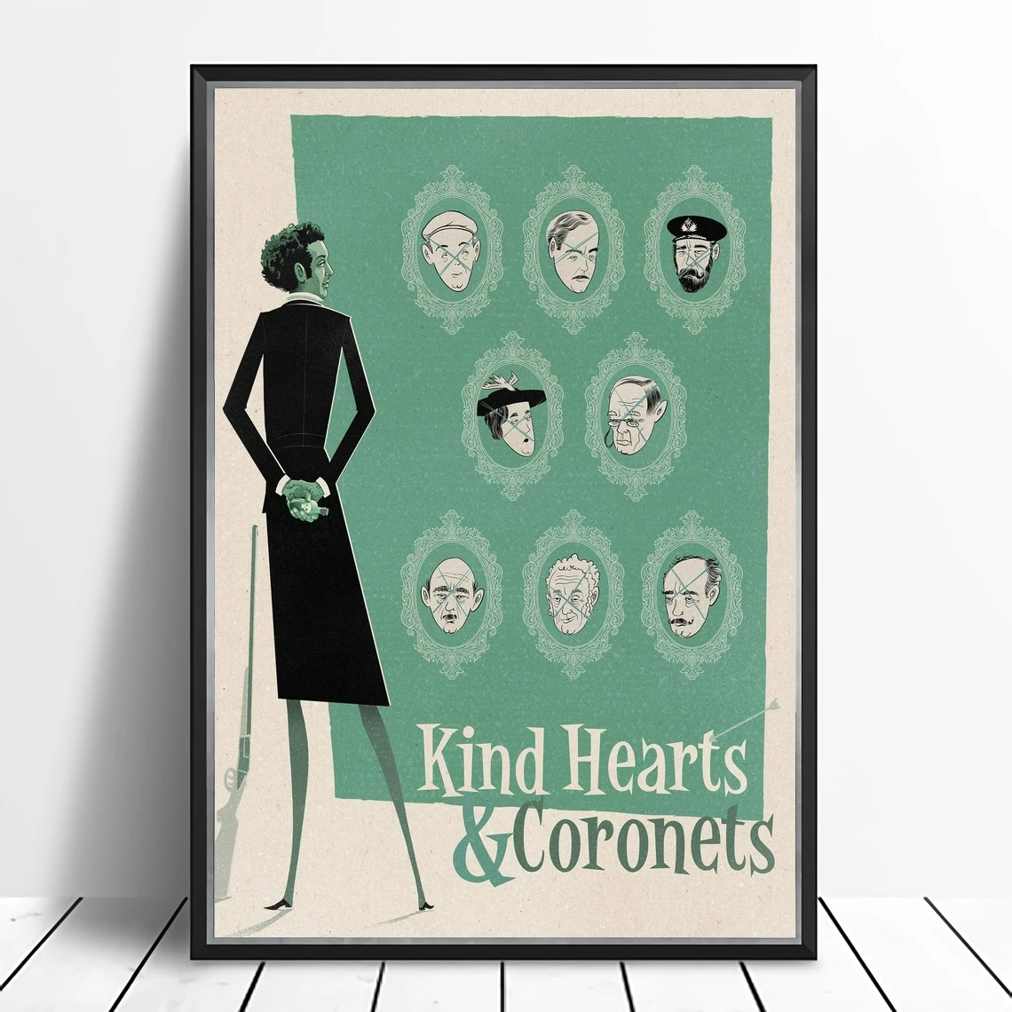Плакат с сердцами и коронами (1949) британская черная комедия пленка Настенный