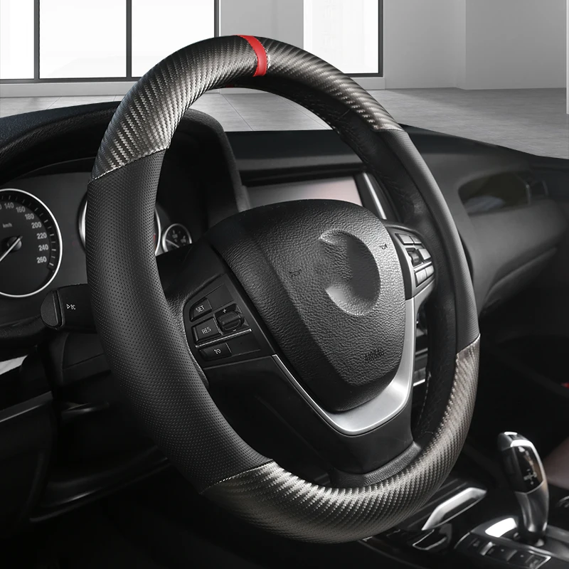 36cm leather carbon fiber car steering wheel cover size s for honda civic ciimo jade suzuki alto nissan juke auto accessories free global shipping