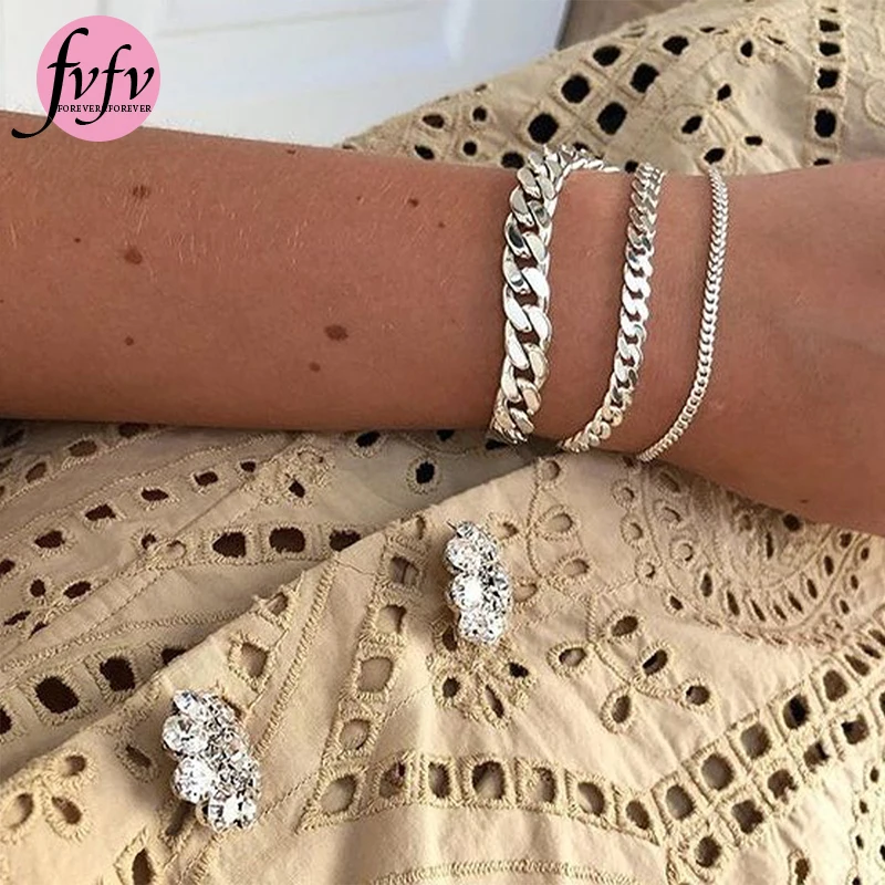 

[FVFV]Silver 2021 creative simple fashion weaving new trend gold jewelry chain three-piece set retro jewelry party gift women's