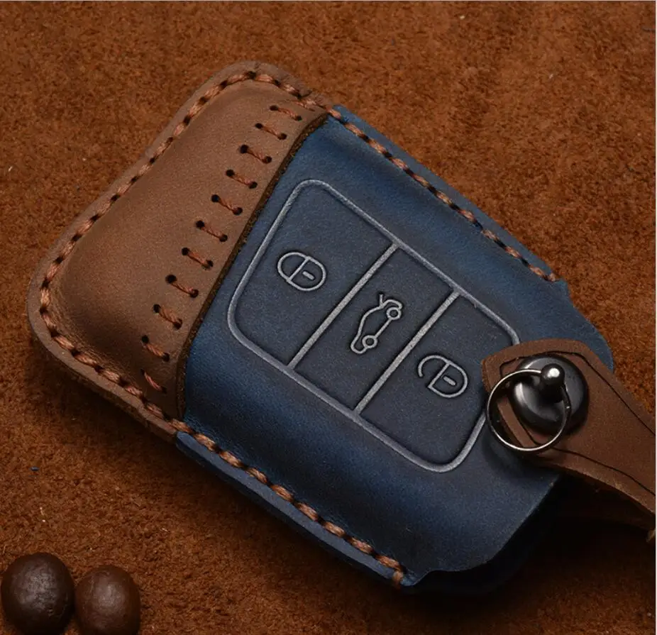 Модный автомобильный чехол для ключей из натуральной кожи VW Passat B8 CC Magotan SKoda A7 Octavia