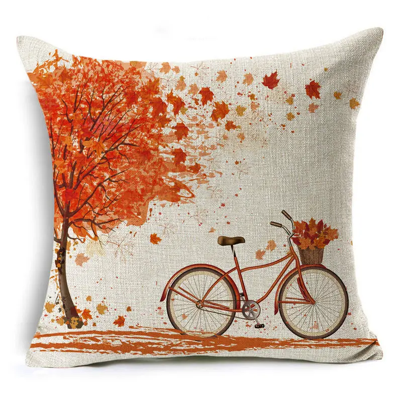 Красочный акварельный чехол для подушки в осеннем стиле льняной декоративный с