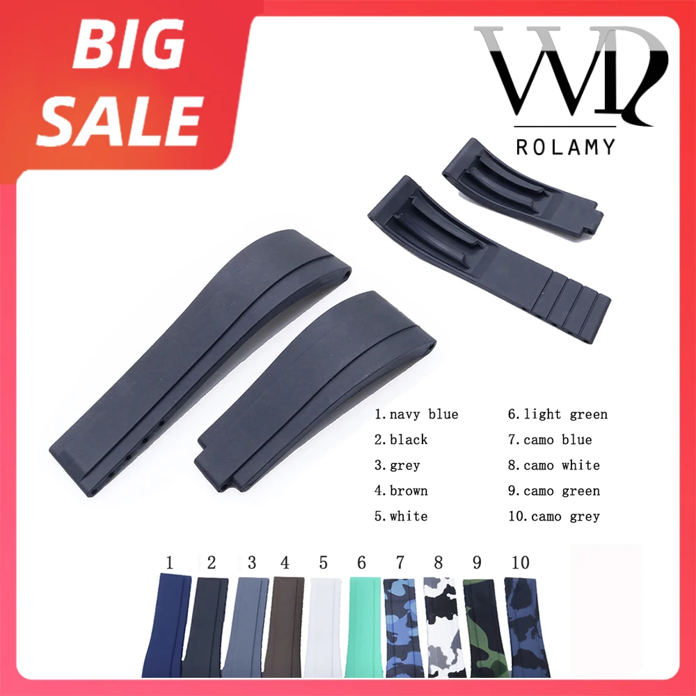 

Rolamy 20mm Top Quality Blue Rubber Replacement Wrist Watch Band Strap Belt For Rolex Submariner Datejust GMT Submariner Daytona