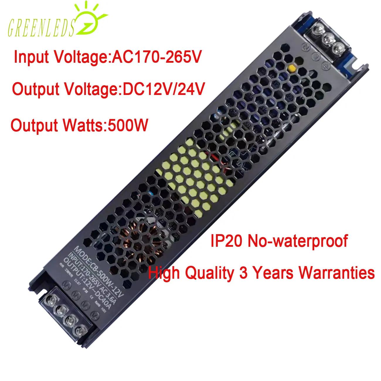 LED Light box power supply 500w Output DC12V or 24V Input Voltage 170-265V Pure Copper Mute with High Qualtiy 3 Years Warranties | Освещение