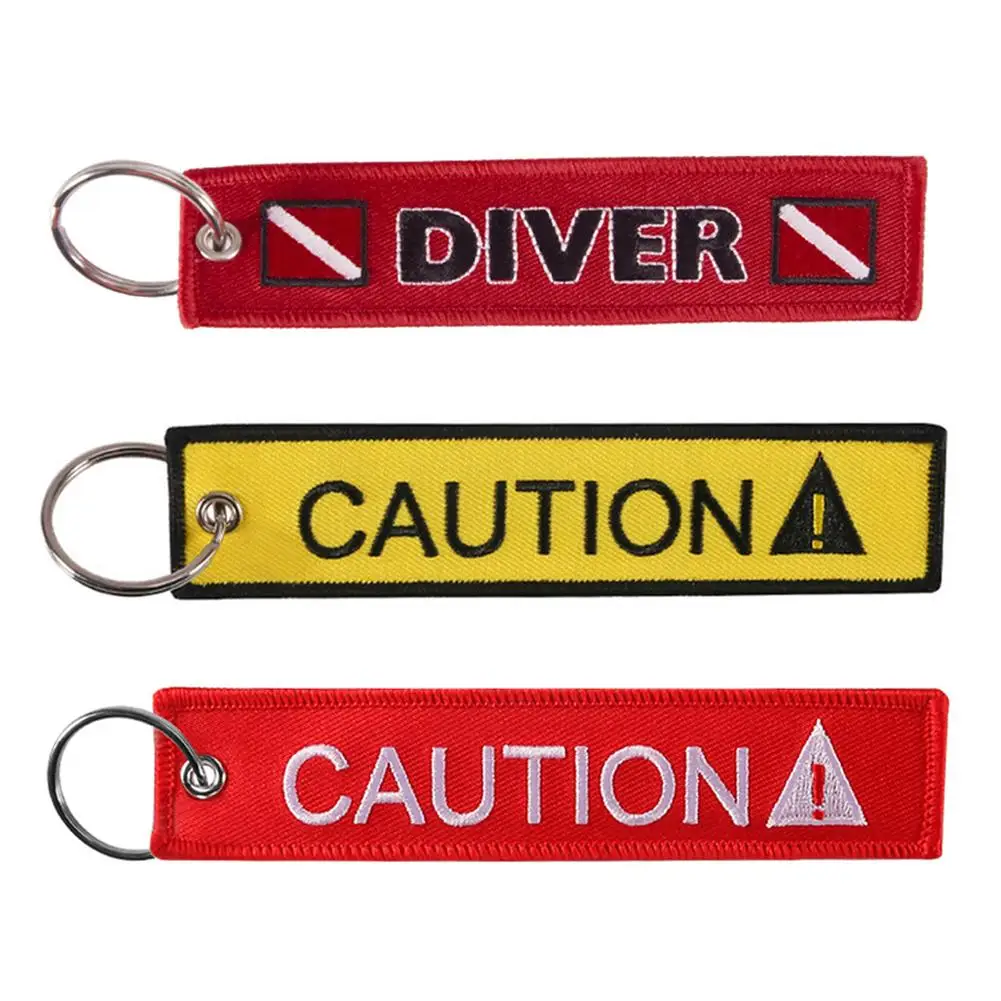 New Arrivals Keychain Bouble-Sided CAUTION DIVER Print Embroidery Tags Keyring Key Chain Pendant Gift | Украшения и аксессуары