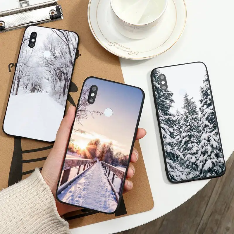 

Winter Light Snow white pattern Phone Case For Xiaomi Redmi note 7 8 9 11 t s 10 A pro lite funda shell coque cover