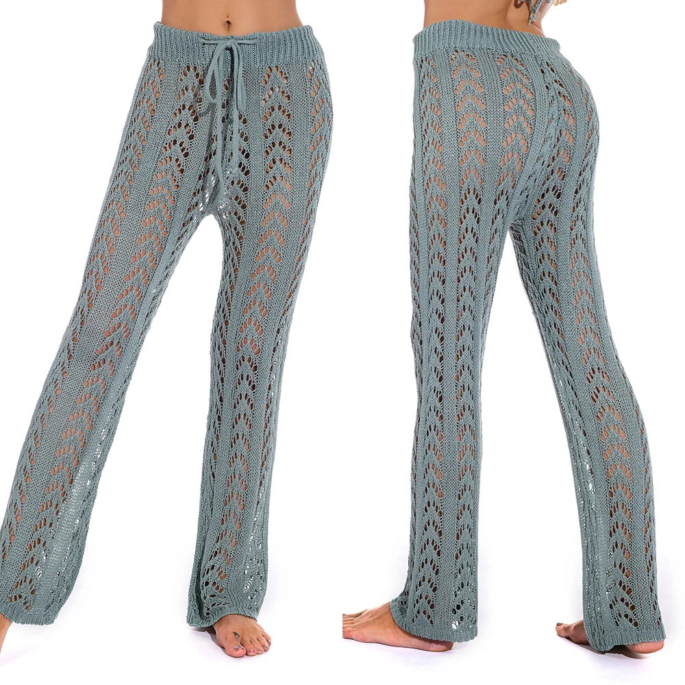 Хлопковая вязаная накидка для пляжа купания женские пляжные штаны сетчатая