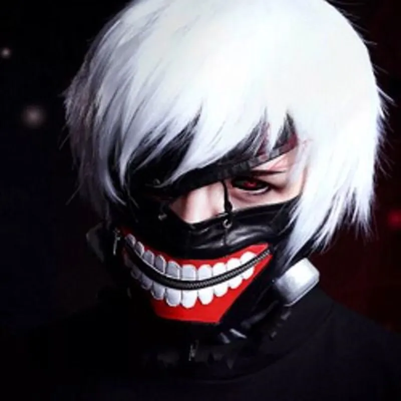 Anime Tokyo Ghoul Cosplay Mask Kaneki Ken And Wig Adjustable Zipper Masks Accessories Halloween | Тематическая одежда и