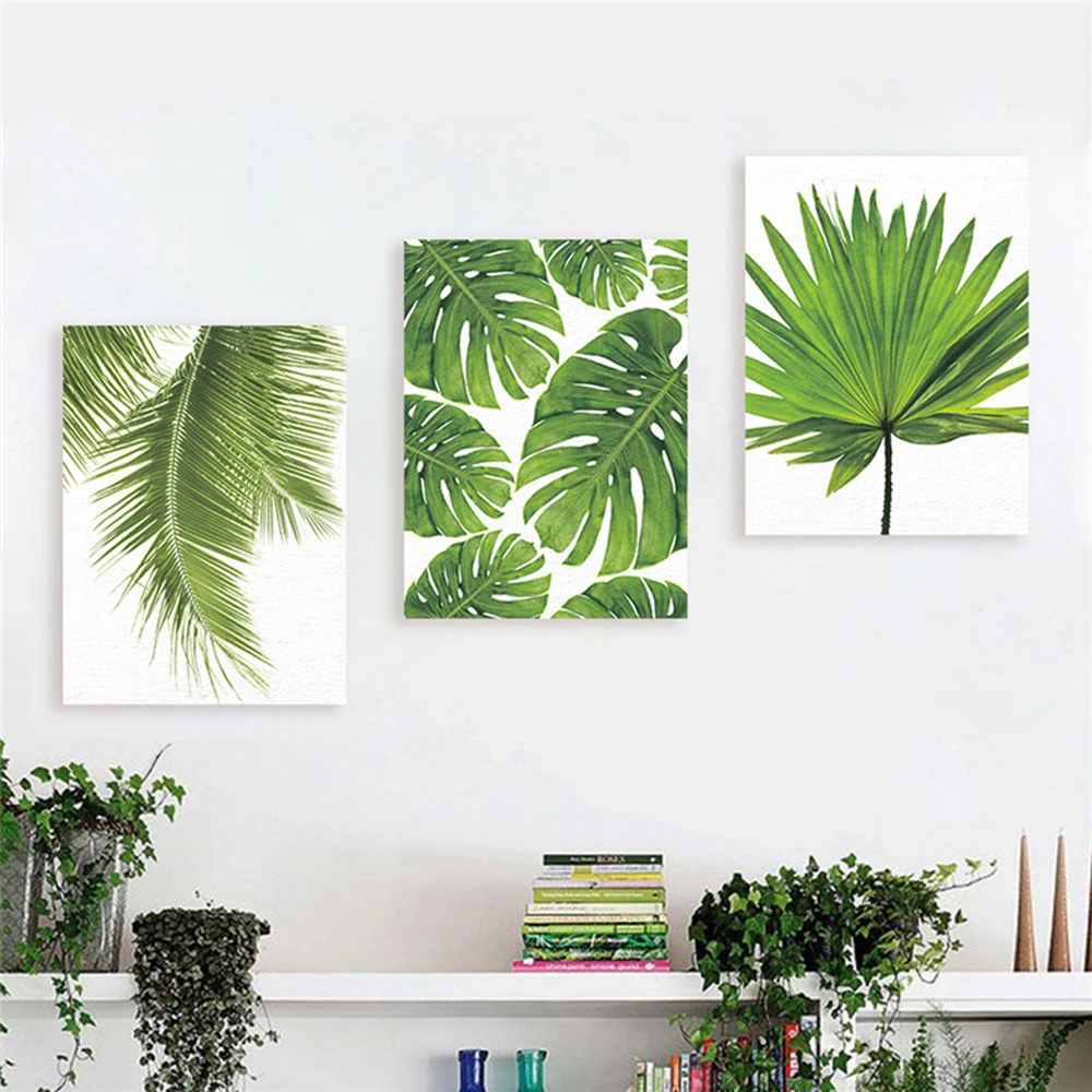 Зеленые растения свежие Пальмовые Листья холст картина скандинавский плакат и