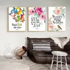 Постер и печать на холсте с изображением Библии, бабочки, цветы, христианские настенные картины, вдохновляющие цитаты, картины для домашнего декора