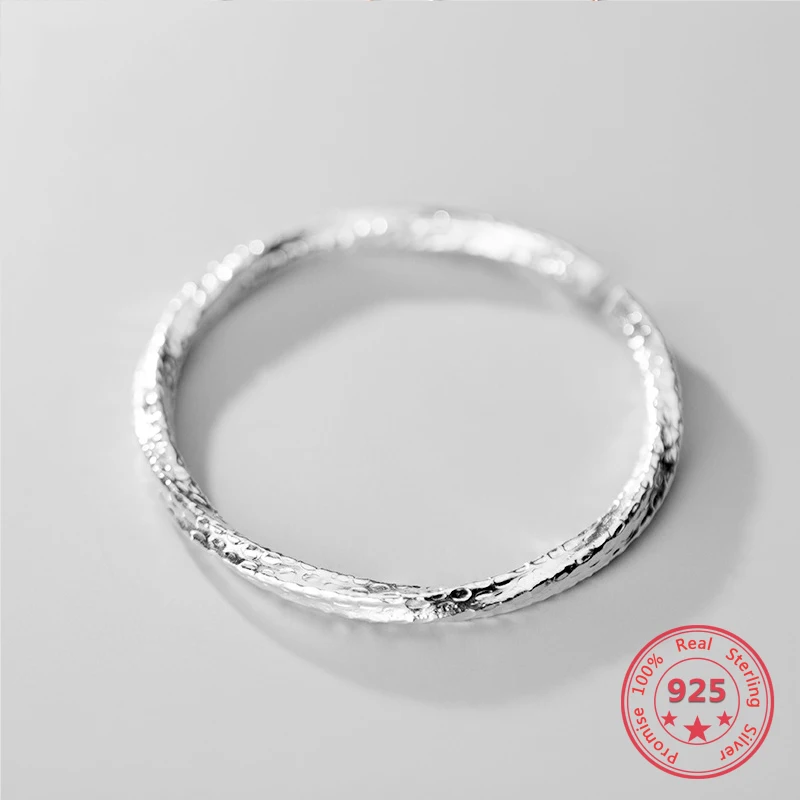 

S925 Sterling Silver Female Bracelet Ethnic Style Simplicity Silver Color Wave Trendy Fashion Hand Opening Jewelry Holiday Gift