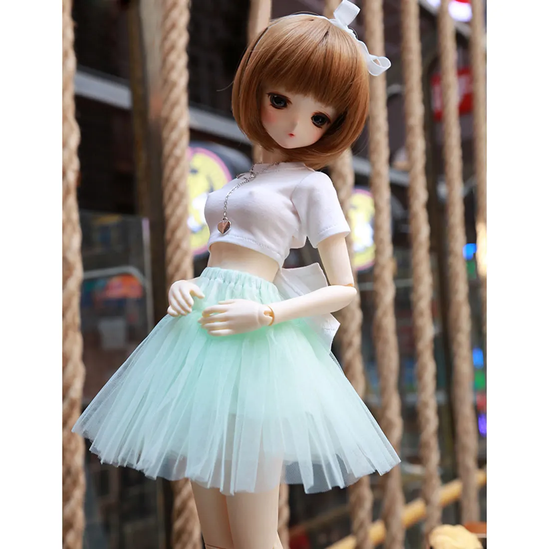 

MODIKERBJD простая футболка для отдыха бюст юбка для 1/4 BJD куклы-(белый + мятный цвет) без куклы