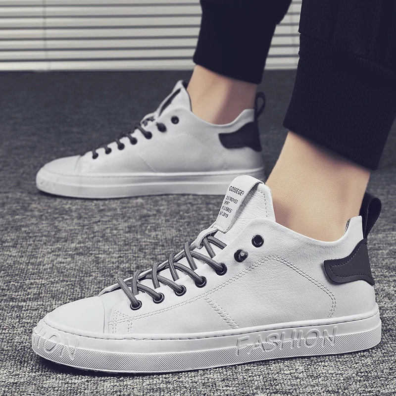 

Autumn and Winter High-top Shoes Wild Fashion Keep Warm PU Men's Casual Shoes Trend Wear-Resistant Sloe Men's Fasthion Sneakers