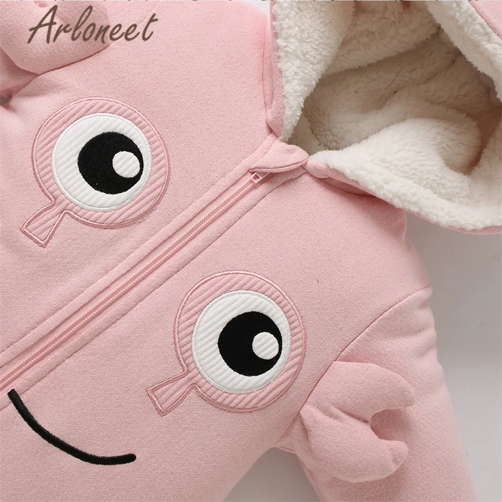ARLONEET зимняя одежда для новорожденных девочек толстый комбинезон с мультяшным