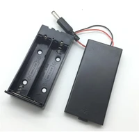 plastic 2 x 18650 battery holder storage box case 2 slots batteries container with 5 5x2 1mm dc plug onoff switch wire leads