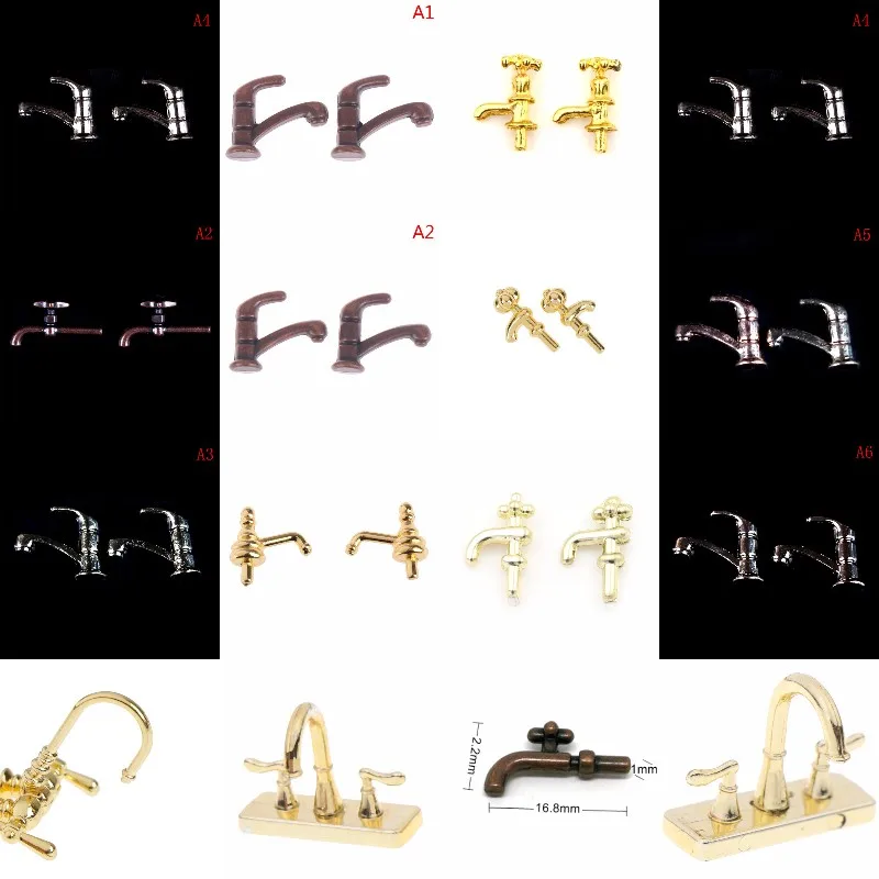 Миниатюрный металлический водопроводный кран 1:12 кукольный домик аксессуары для