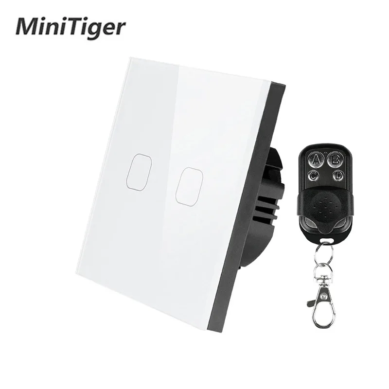 Умный настенный выключатель Minitiger стандарт ЕС/Великобритании 2 Gang 1 Way RF433
