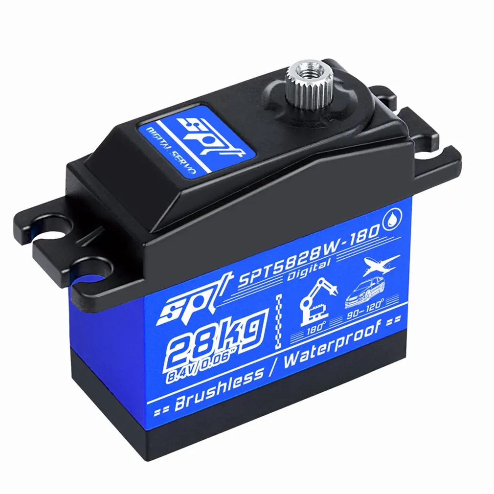 

SPT SPT5828W-180 28 кг, большой крутящий момент, бесщеточный водонепроницаемый цифровой сервопривод для радиоуправляемой машины, робота, лодки, сам...