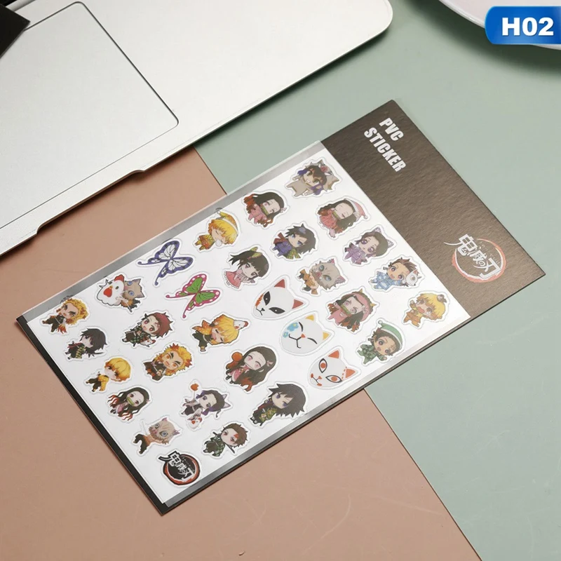 

1 sheet Anime Demon Slayer: Kimetsu no Yaiba PVC Stickers Delicate Comic Figures Laptop Guitar Notebook Decor Decals Kids Toy