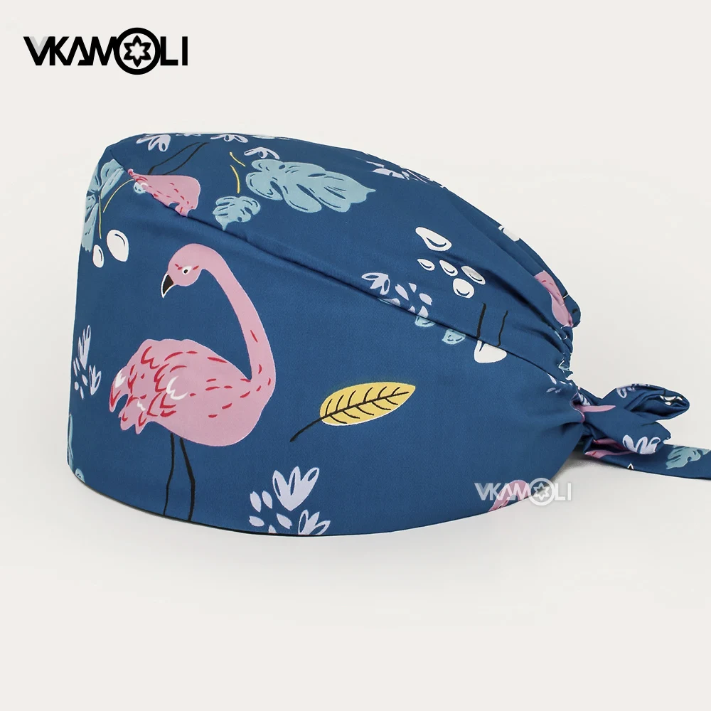 

2021 new Scrub Nurse Hat gorros quirurgicos Floral Bouffant Sanitary Cap with Sweatband Cartoon Printing Nursing Caps Scrub Cap