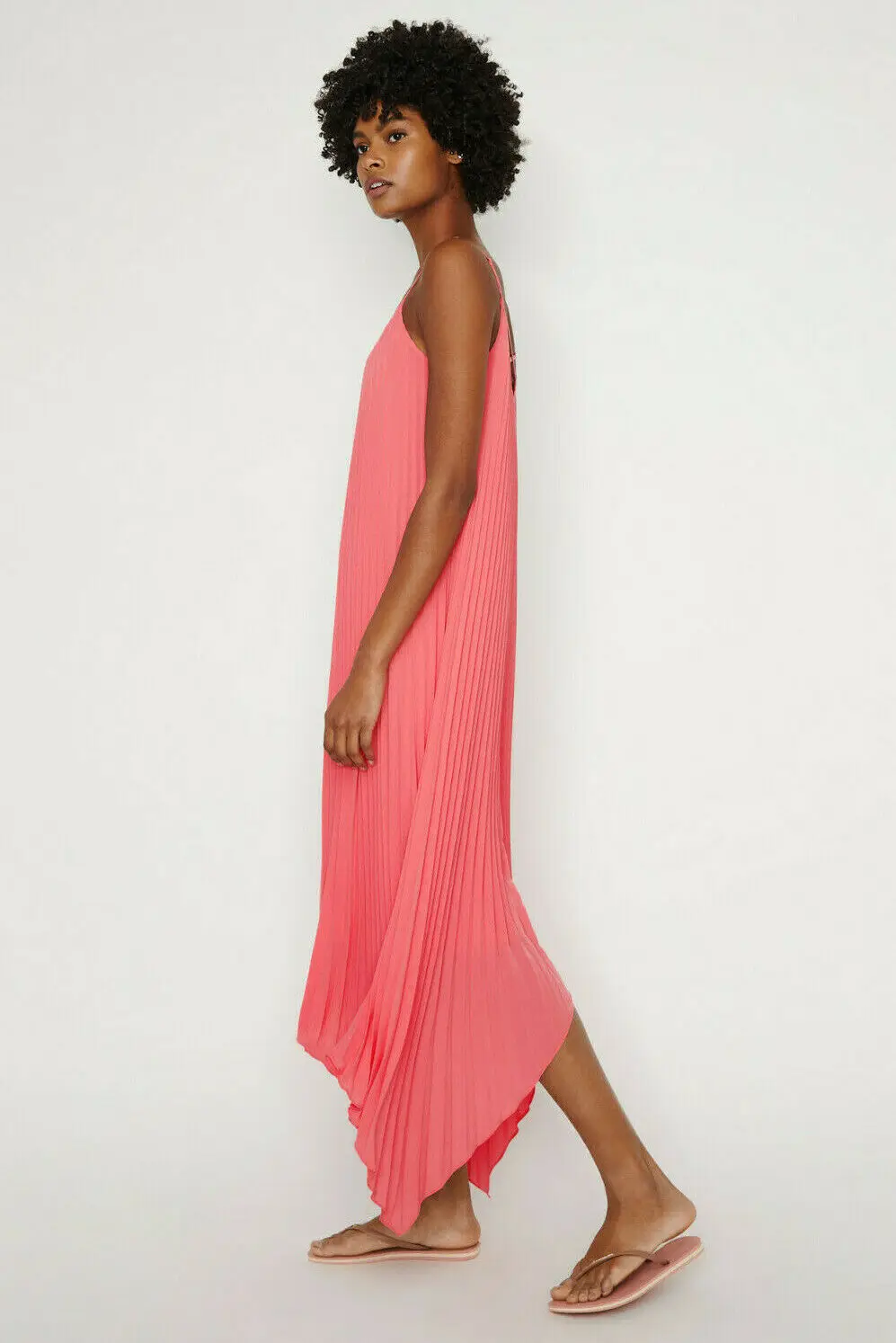

Женское Новое Плиссированное Макси-платье миди кораллового цвета