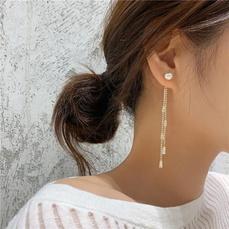 Роскошные женские серьги-капли стразы 925 серебро корейские ювелирные серьги для