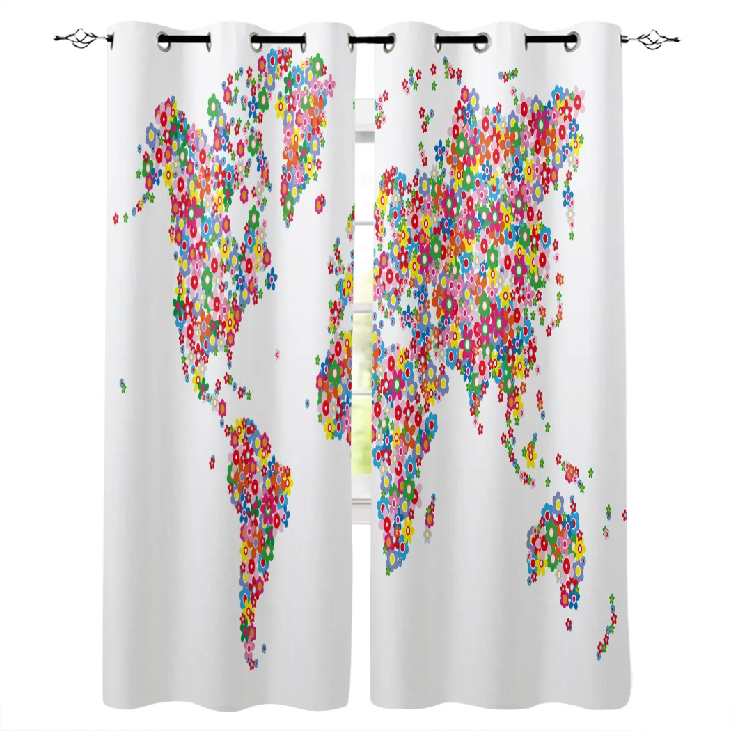 Шторы на окна с изображением райских цветов Мультяшные занавески для гостиной