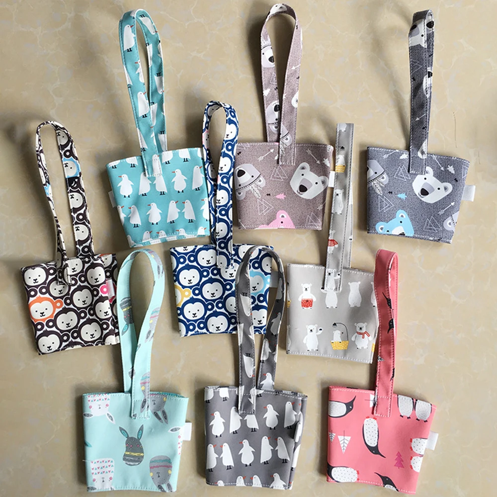 Мультяшная сумка для напитков тоут упаковка с чашкой Брезентовая портативная