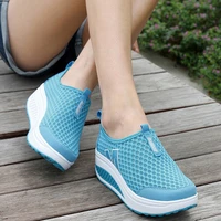 new womens shoes casual fashion shoes walking platform height increasing women loafers breathable air mesh swing wedges shoe