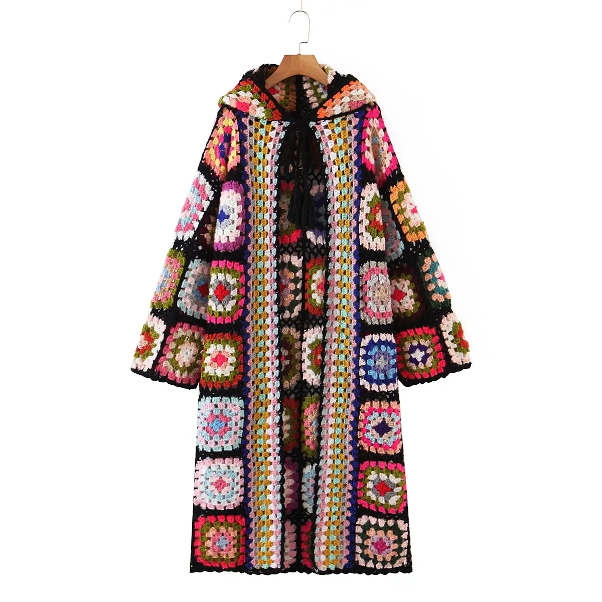 

Za Women Hooded Knitted Cardigan Sweater 2022 Autumn Winter Hand Made Oversize Cardigans For Woman Casual Soft Coat Chic Tops