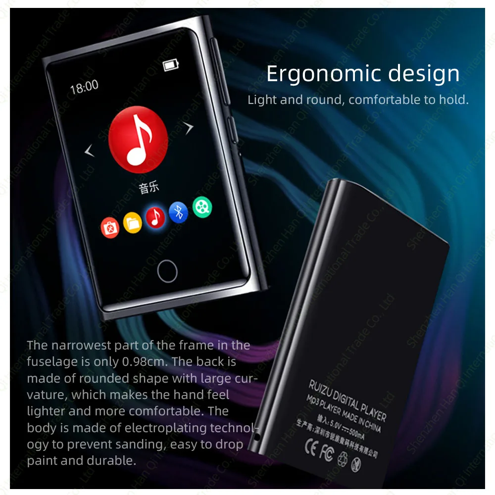 RUIZU M2 Bluetooth MP3 плеер полный сенсорный экран 8 ГБ 16 ГБ портативный аудио музыкальный плеер с fm-радио запись электронная книга видео плеер