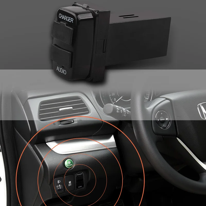 Автомобильное зарядное устройство с двумя USB портами и аудиоразъемом для Mitsubishi ASX
