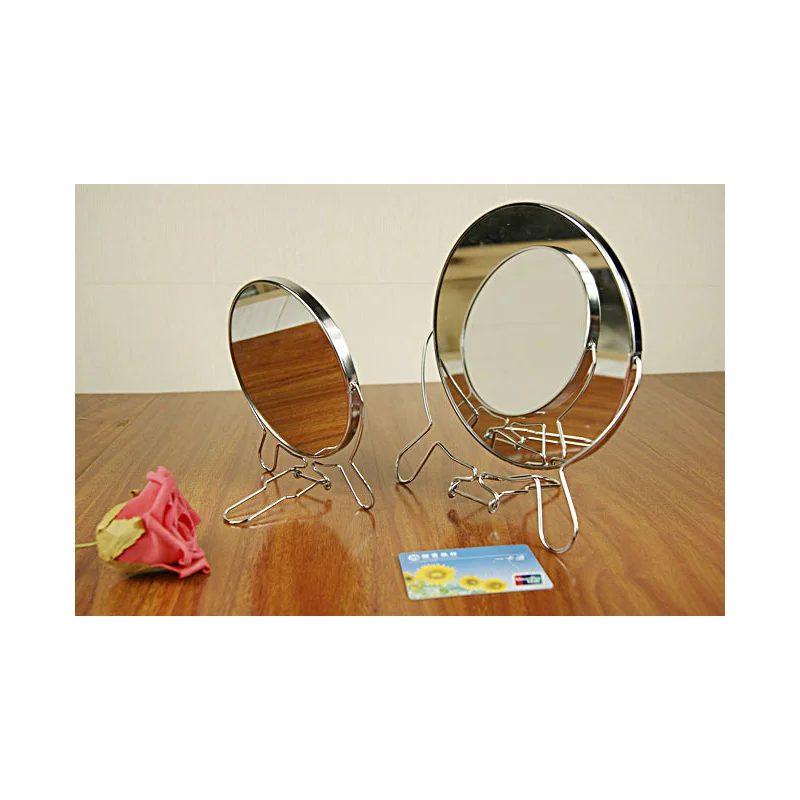Вращающееся женское настольное зеркало двустороннее свадебное из нержавеющей