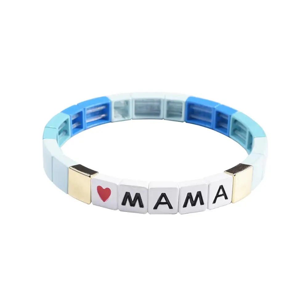 Алфавит Miuki бусы мама письмо браслет для мамы подарок Майя эластичная плитка Тила