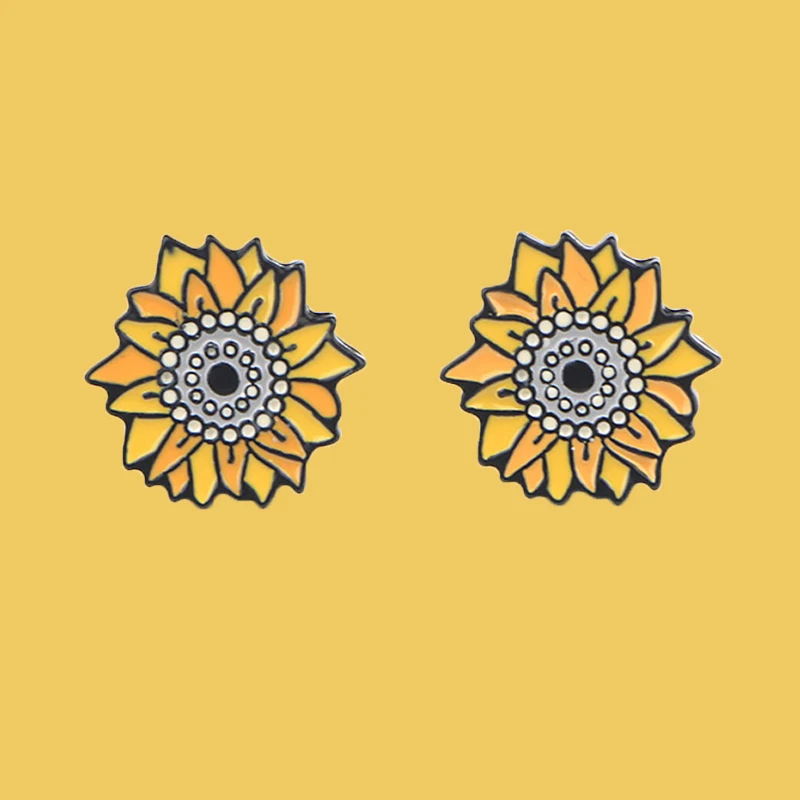 

SP518 Sunflower Stud Earrings For Women Enamel Pierce Earrings Jewelry Girls gift