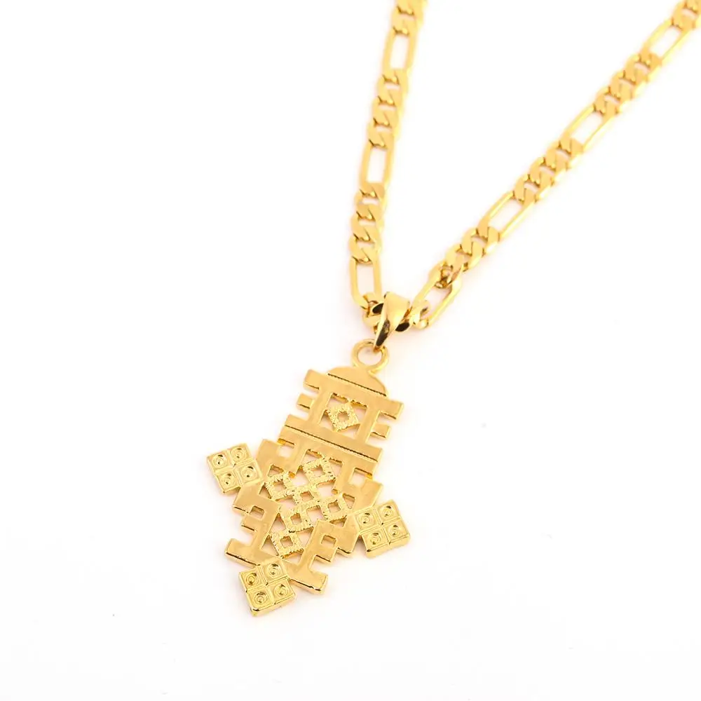 Эфиопский Золотой перекрестный кулон ожерелье Coptic Cross Африканские свадебные