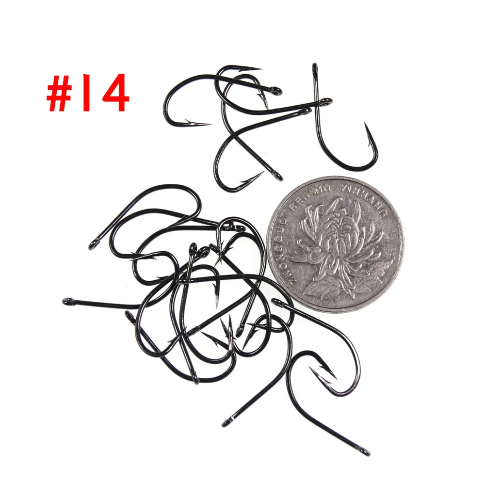 50/25PCS High Carbon Steel Off-set Fishing Hook Nmyph Fly Sabiki Rig/Carp Fishing/Saltwater Jig Lure Hooks Black Nickle