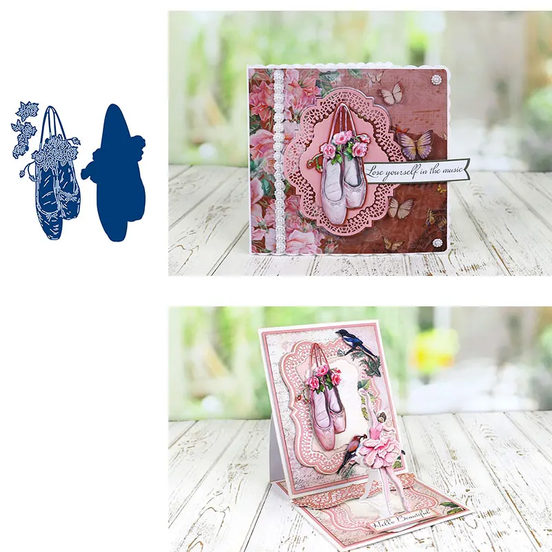 

Beautiful rose shoe cutting mold scrapbook diary decoration mold embossing template DIY greeting card handmade 2021