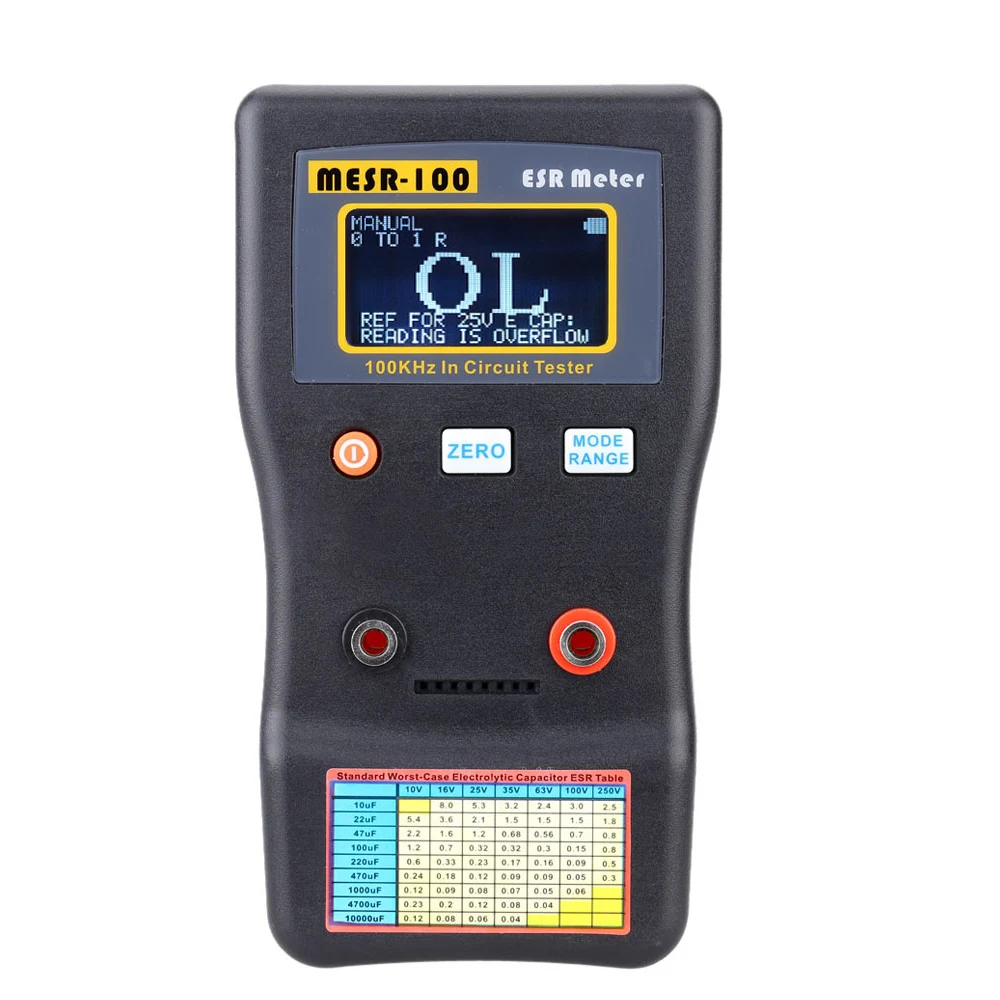 

MESR-100 ESR Capacitance Ohm Meter Tester Digital Measuring Capacitance Resistance Professional Capacitor Circuit Tester