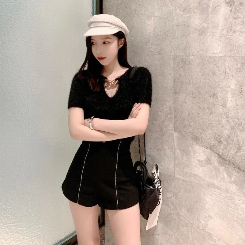 Мини шорты женские Стрейчевые с завышенной талией узкие шикарные облегающие